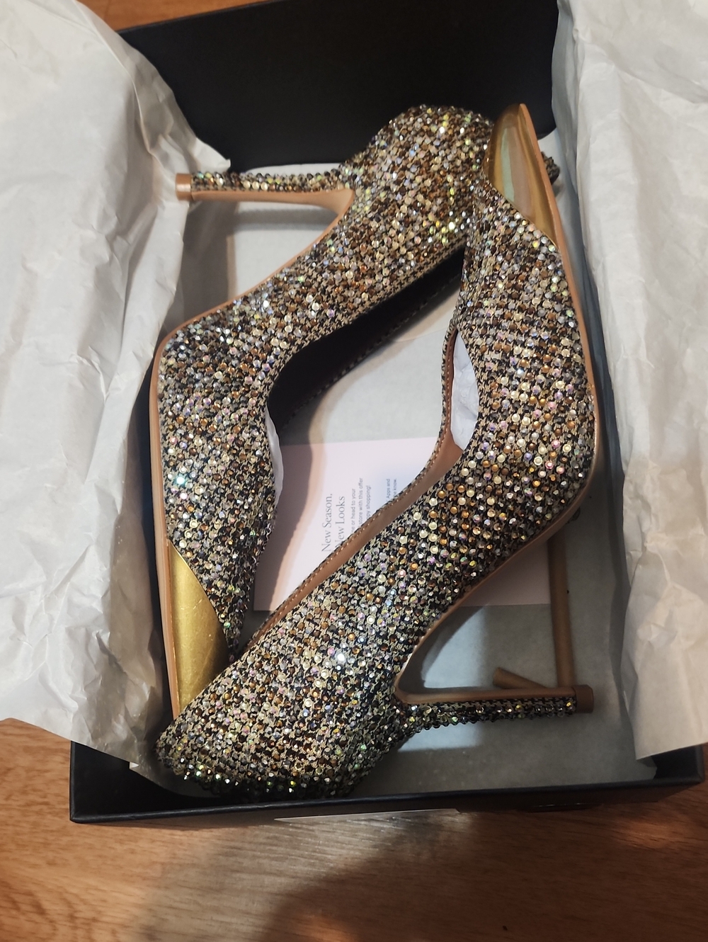 Kurt Geiger Gold and Multicolor Crystal Stiletto Pumps